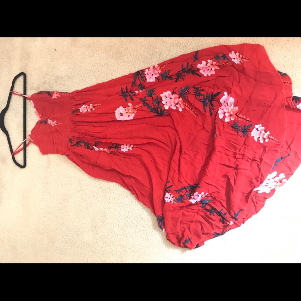 Red floral free people dress
